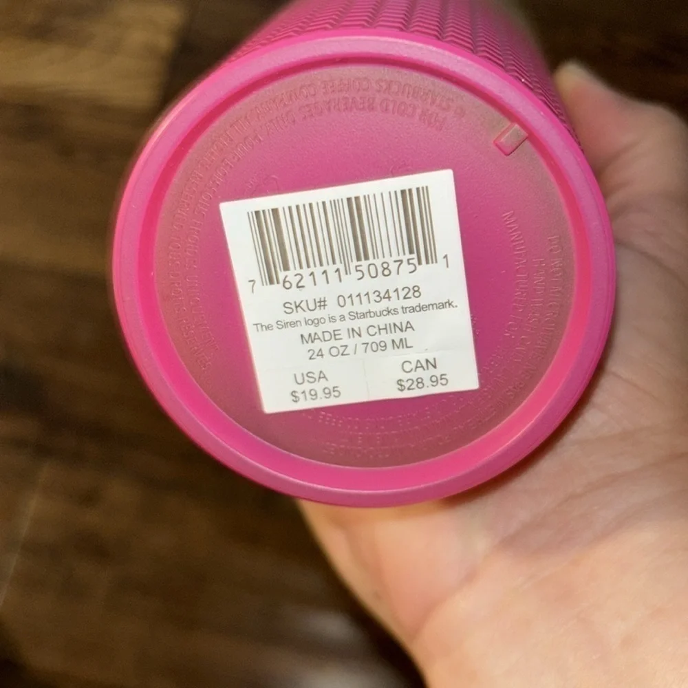 NWT STARBUCKS 2022 Lemon Yellow Pink Gradient Ombré Grid 24 OZ Tumbler